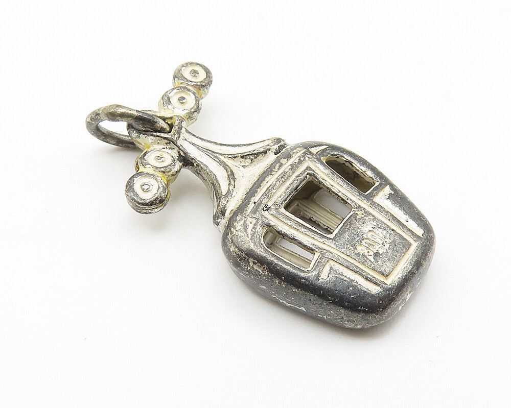925 Sterling Silver  Vintage Petite Dark Tone Cable Lift Drop Pendant  PT8418