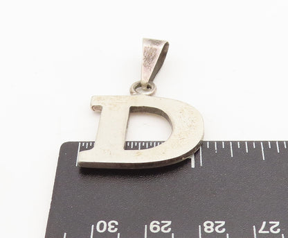 925 Sterling Silver Vintage Pendant Minimalistic Solid Cutout 'D' PT23333