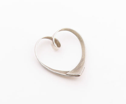 925 Sterling Silver  Vintage Open Love Heart Ribbon Smooth Pendant  PT18966