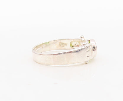 925 Sterling Silver Vintage Ring Hinged Oval Cut Peridot  Sz 7.5  RG31133