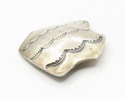 SOUTHWESTERN 925 Silver Vintage Dark Tone Etched Design Brooch Pin BP4085