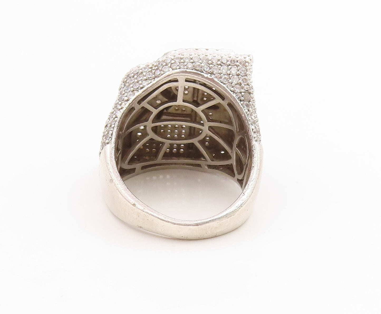 925 Sterling Silver Vintage Ring CZ Cluster Letter R Initial Band  Sz 9  RG35748