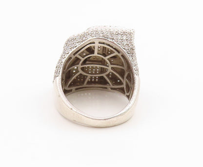 925 Sterling Silver Vintage Ring CZ Cluster Letter R Initial Band  Sz 9  RG35748