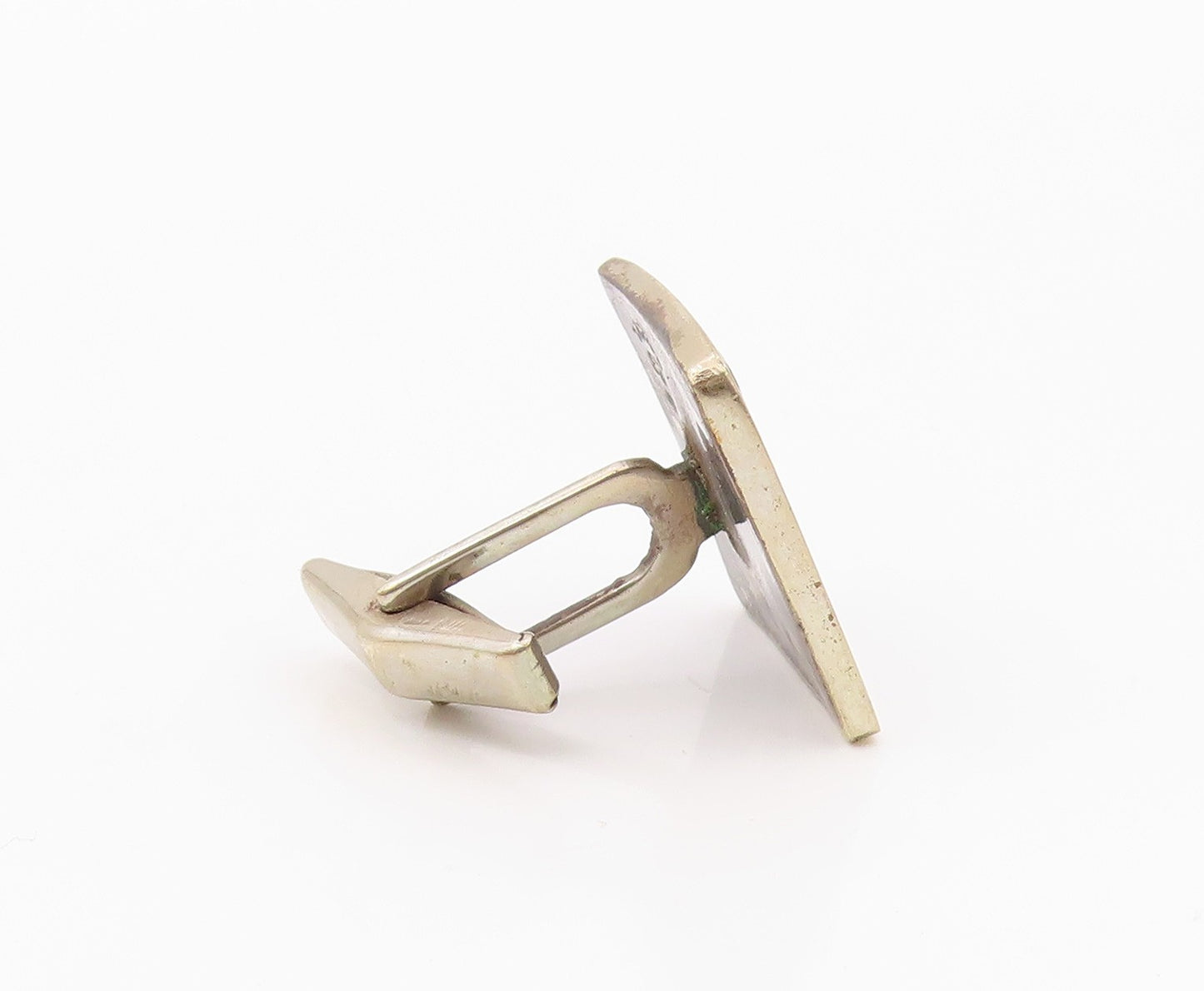 MEXICO 925 Silver  Vintage Inlaid Abalone Initial E Square Cufflinks  TR3370