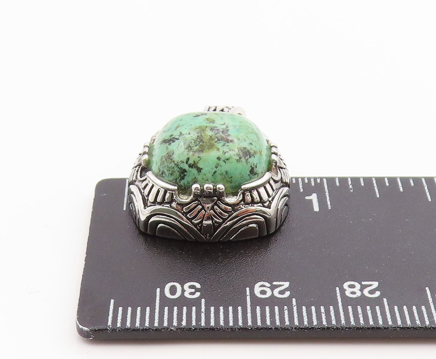 925 Sterling Silver Vintage Pendant Cabochon Turquoise Geometric Charm  PT26188