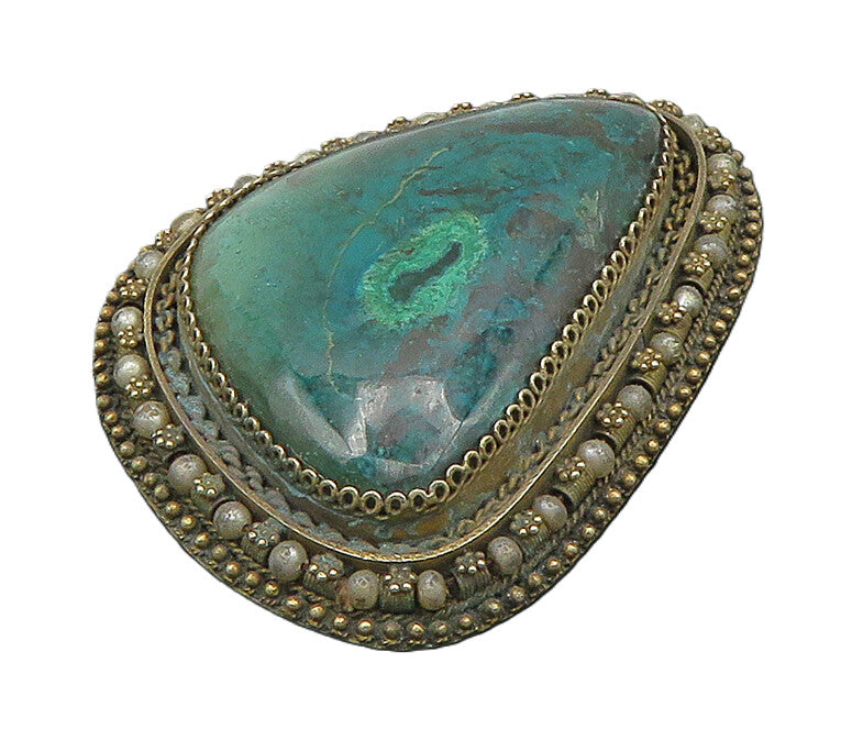 ISRAEL 925 Silver  Vintage Large Eilat & Cultured Pearls Brooch Pin  BP9525