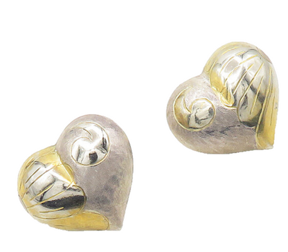 925 Sterling Silver  Vintage Two Tone Floral Love Heart Drop Earrings  EG9160