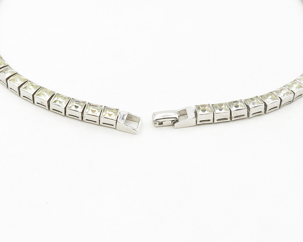 DORSON'S 925 Sterling Silver  Vintage Shiny Topaz Hinge Chain Necklace  NE2727