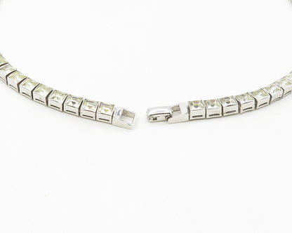DORSON'S 925 Sterling Silver  Vintage Shiny Topaz Hinge Chain Necklace  NE2727