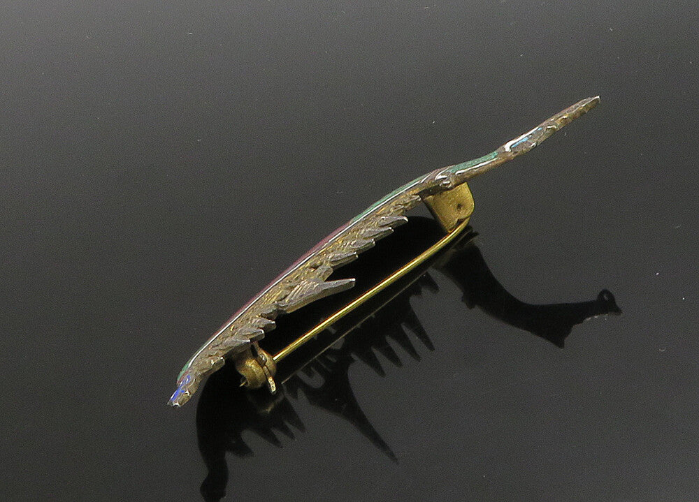 SIAM 925 Sterling Silver  Vintage Enamel Dragon Boat Brooch Pin  BP9057
