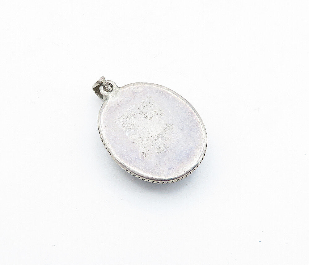 925 Sterling Silver  Vintage Cabochon Cut Sodalite Wheat Border Pendant PT2894