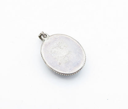 925 Sterling Silver  Vintage Cabochon Cut Sodalite Wheat Border Pendant PT2894