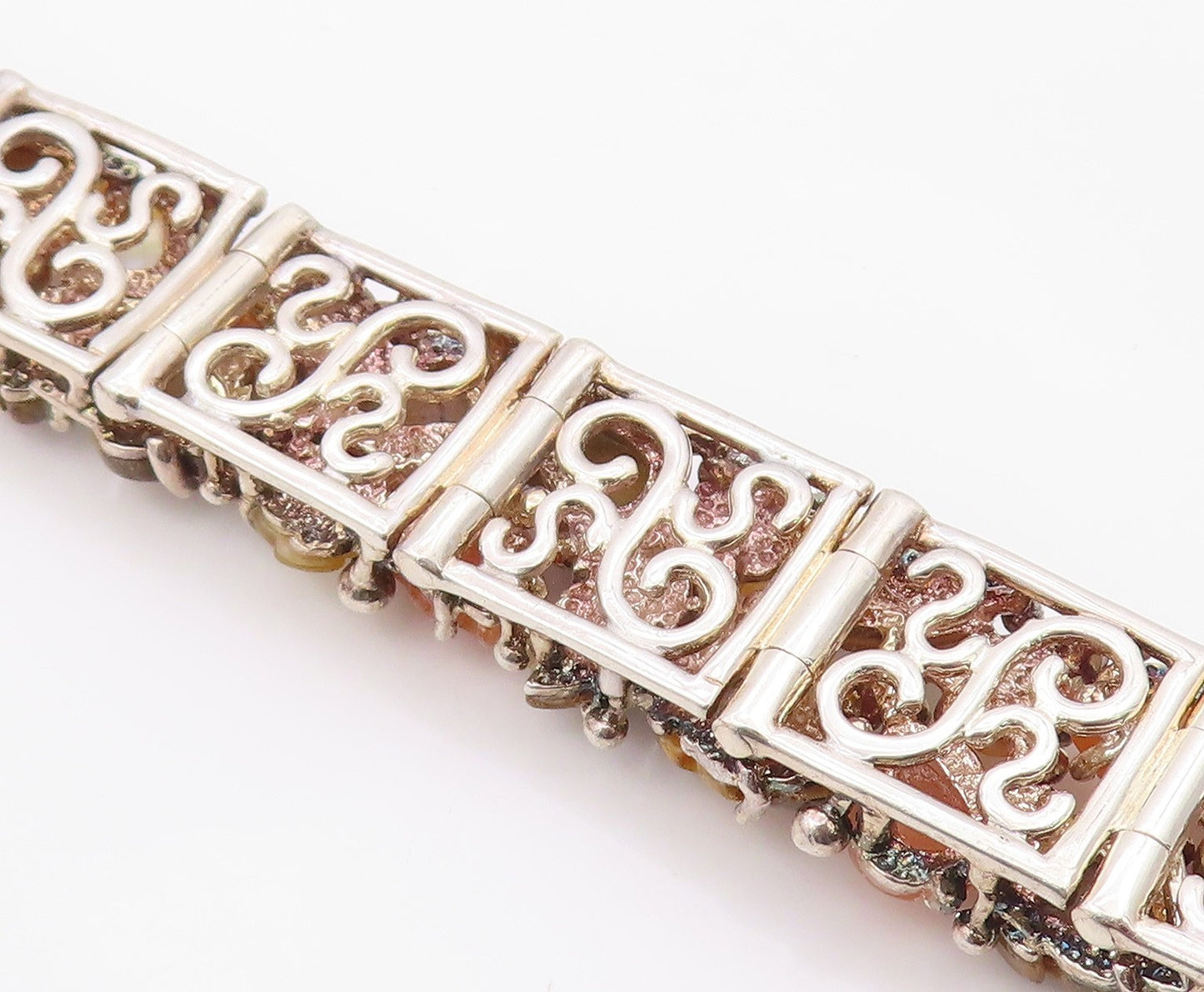 925 Sterling Silver Vintage Bracelet WHITNEY KELLY Gemstone Fall Leaves  BT12116