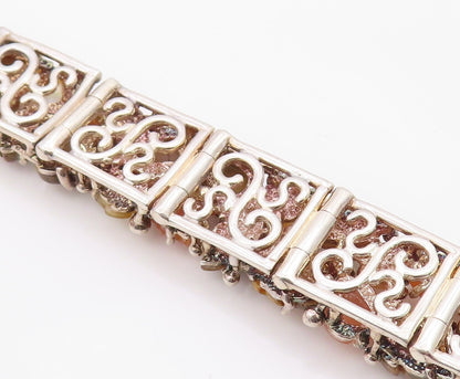925 Sterling Silver Vintage Bracelet WHITNEY KELLY Gemstone Fall Leaves  BT12116