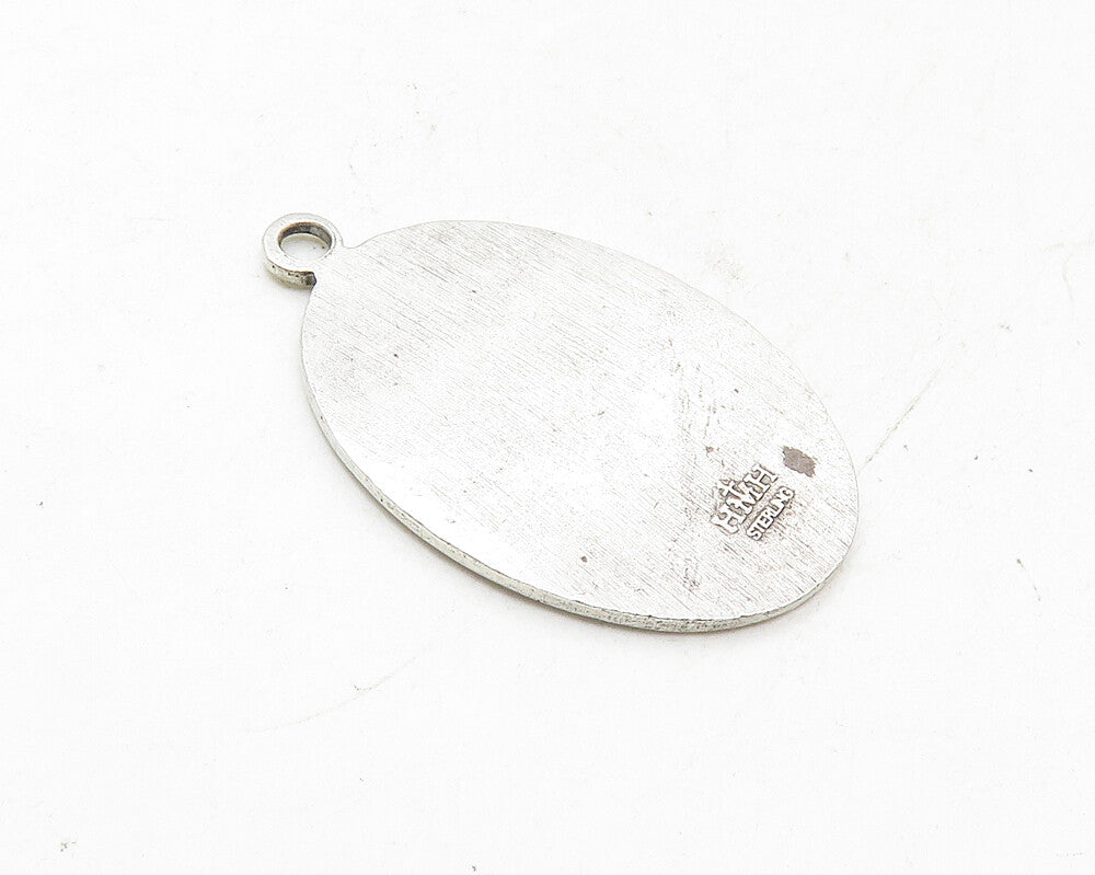 925 Sterling Silver  Vintage Antique Saint Jude Pray For Us Pendant  PT7493