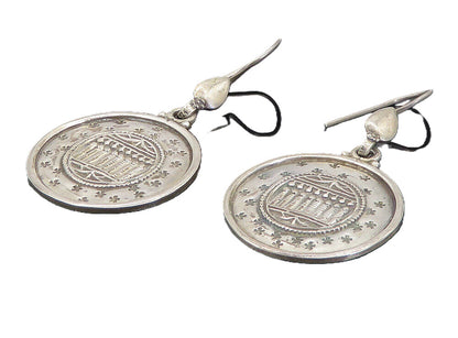 925 Sterling Silver  Vintage Antique Embossed Detail Dangle Earrings  EG3033