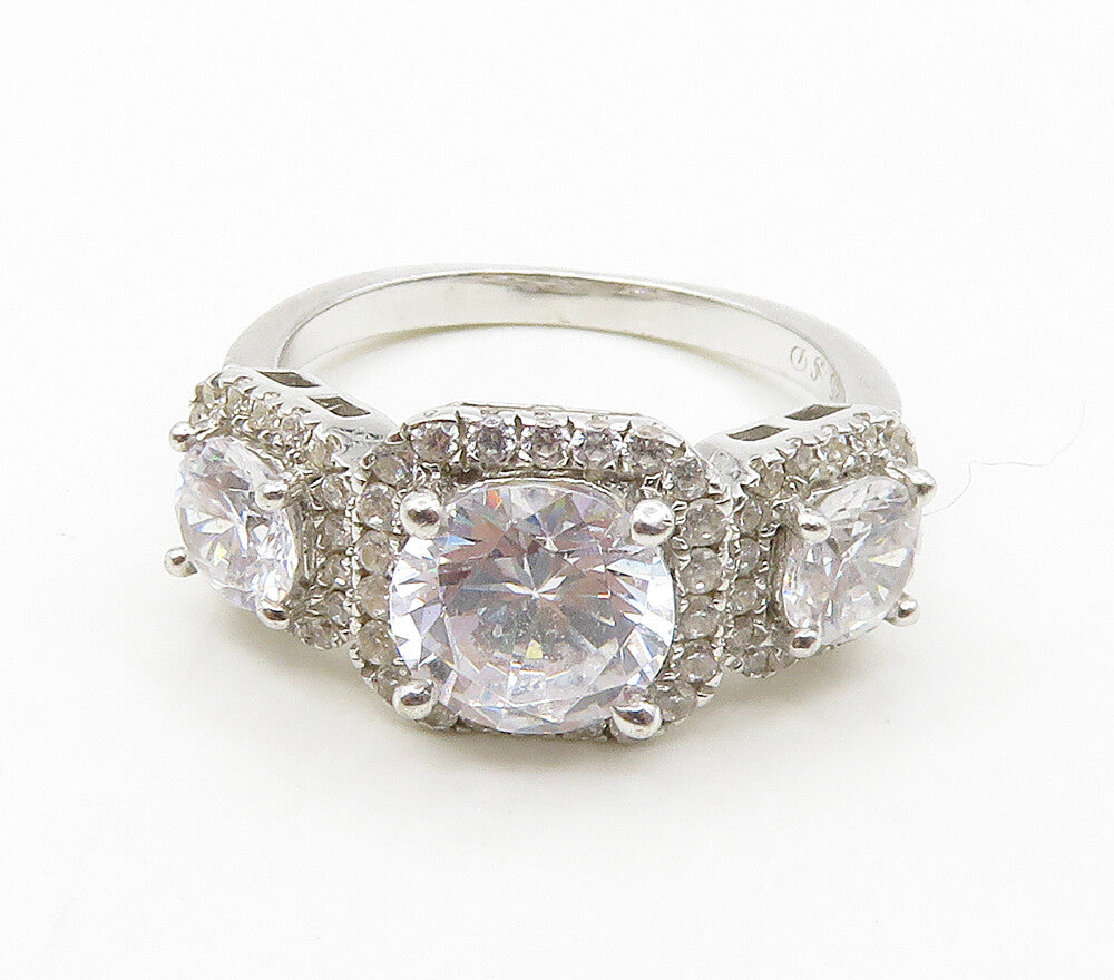 925 Sterling Silver  Sparkling Cubic Zirconia Smooth Band Ring Sz 7  RG16366
