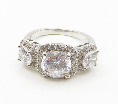 925 Sterling Silver  Sparkling Cubic Zirconia Smooth Band Ring Sz 7  RG16366