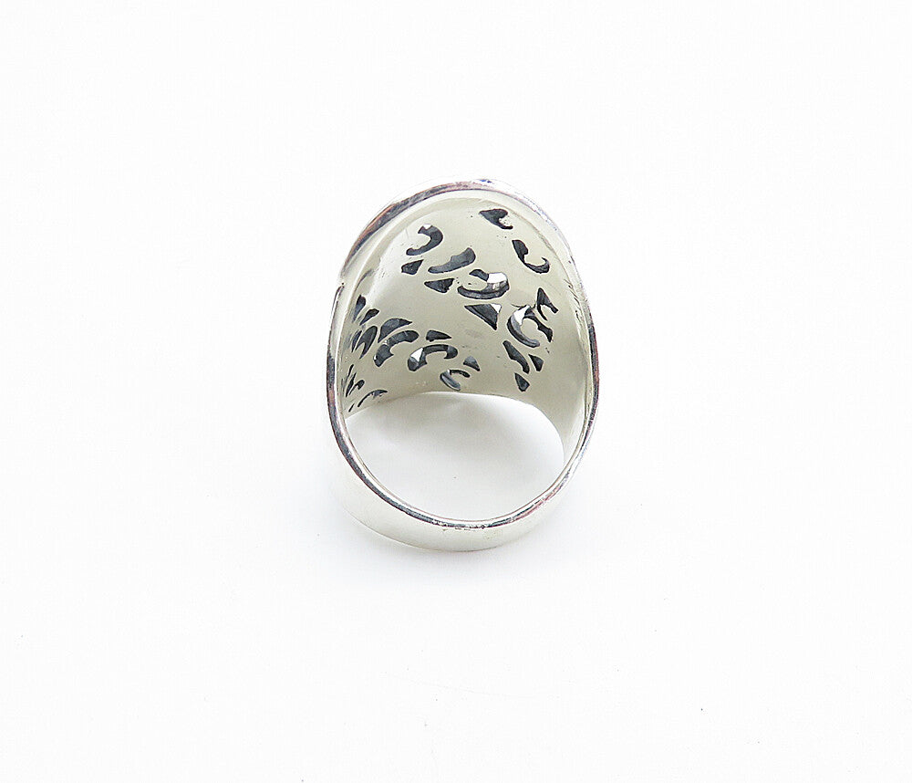 925 Sterling Silver  Vintage Shiny Swirl Full Finger Band Ring Sz 7.5  RG8097