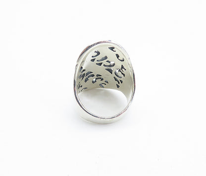 925 Sterling Silver  Vintage Shiny Swirl Full Finger Band Ring Sz 7.5  RG8097