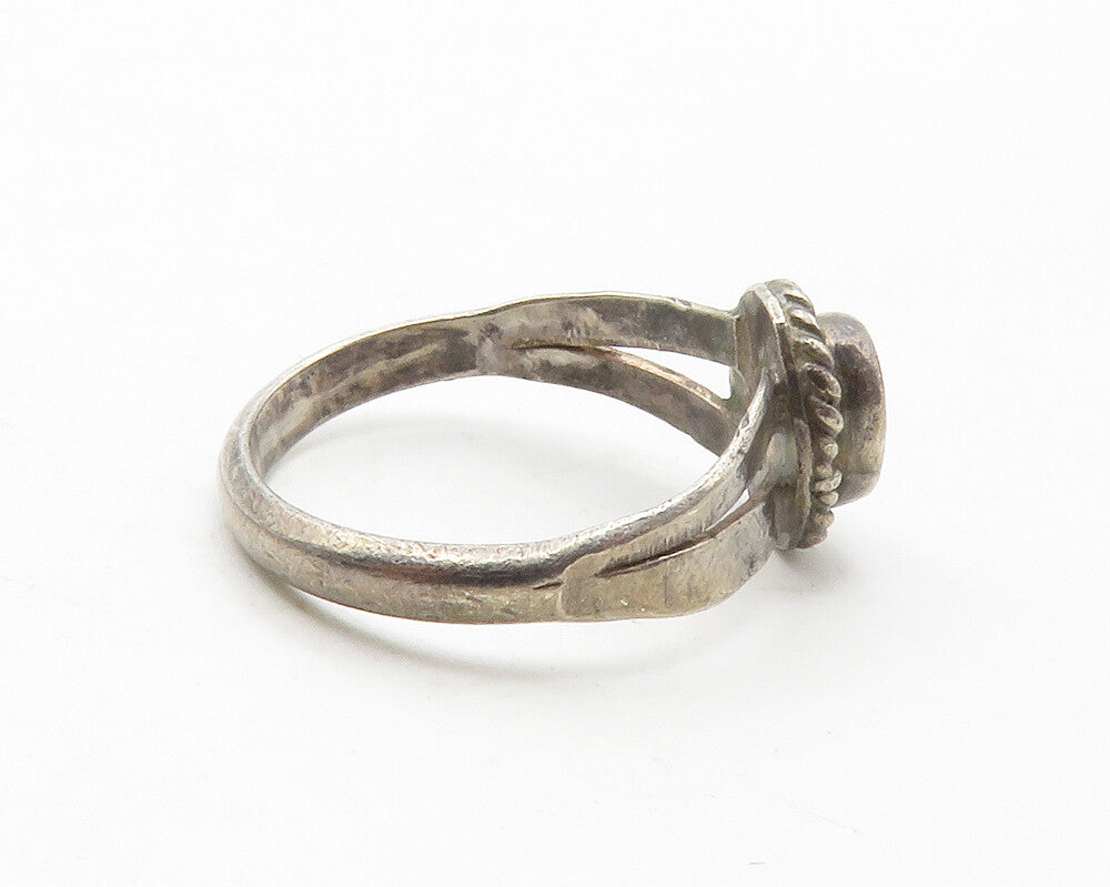 925 Sterling Silver  Vintage Dark Tone Petite Twist Band Ring Sz 5  RG13772