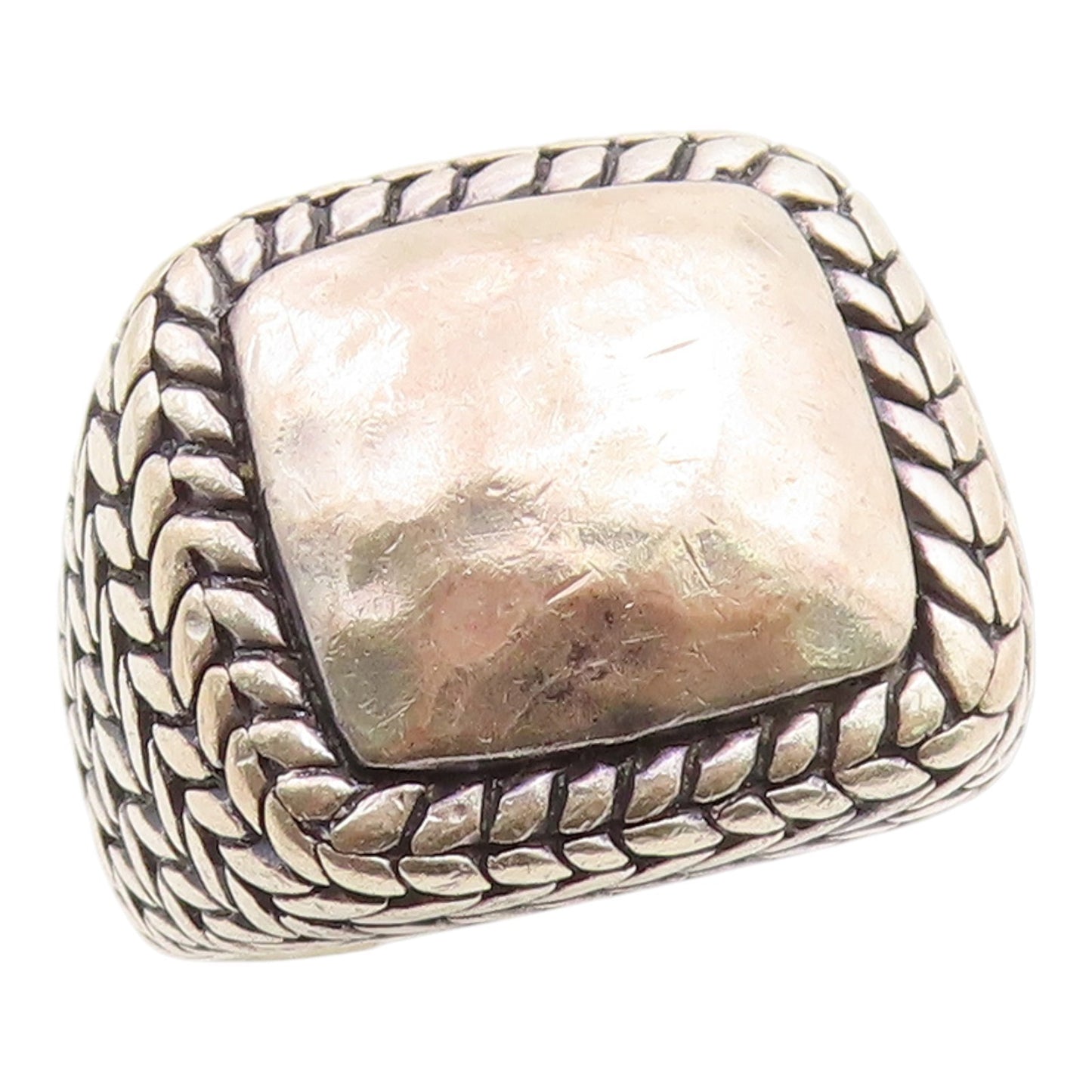 925 Sterling Silver Vintage Ring SILPADA Hammered Braided Square  Sz 7  RG35399