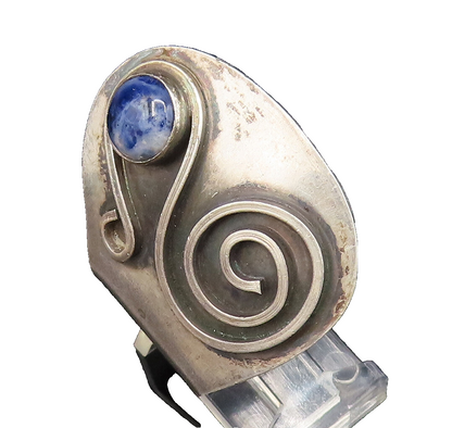 ISRAEL 925 Sterling Silver Vintage Sodalite & Spiral Wrap Ring Sz 9.5  RG25820