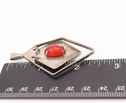 925 Sterling Silver Vintage Pendant EUROPE Antique Cabochon Carnelian  PT24295