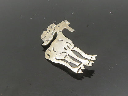 925 Sterling Silver  Vintage Moose Etched Detail Animal Brooch Pin  BP9289