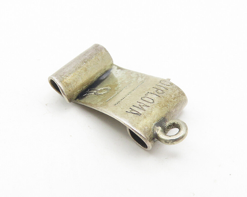BEAU 925 Sterling Silver  Vintage Dark Tone Graduate's Diploma Pendant  PT9434