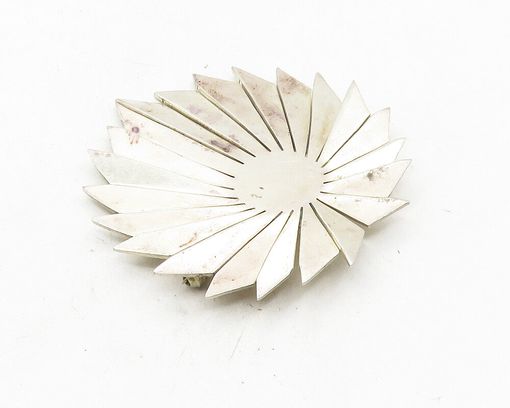 MEXICO 925 Sterling Silver  Vintage Shiny Smooth Floral Brooch Pin  BP3986