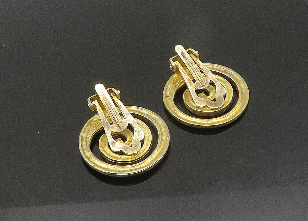 MMA 925 Silver  Vintage Gold Plated Round Spiral Non Pierce Earrings  EG10800