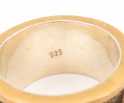 925 Sterling Silver Vintage Ring Gold Plated Infinity Carved CZ  Sz 7  RG29117