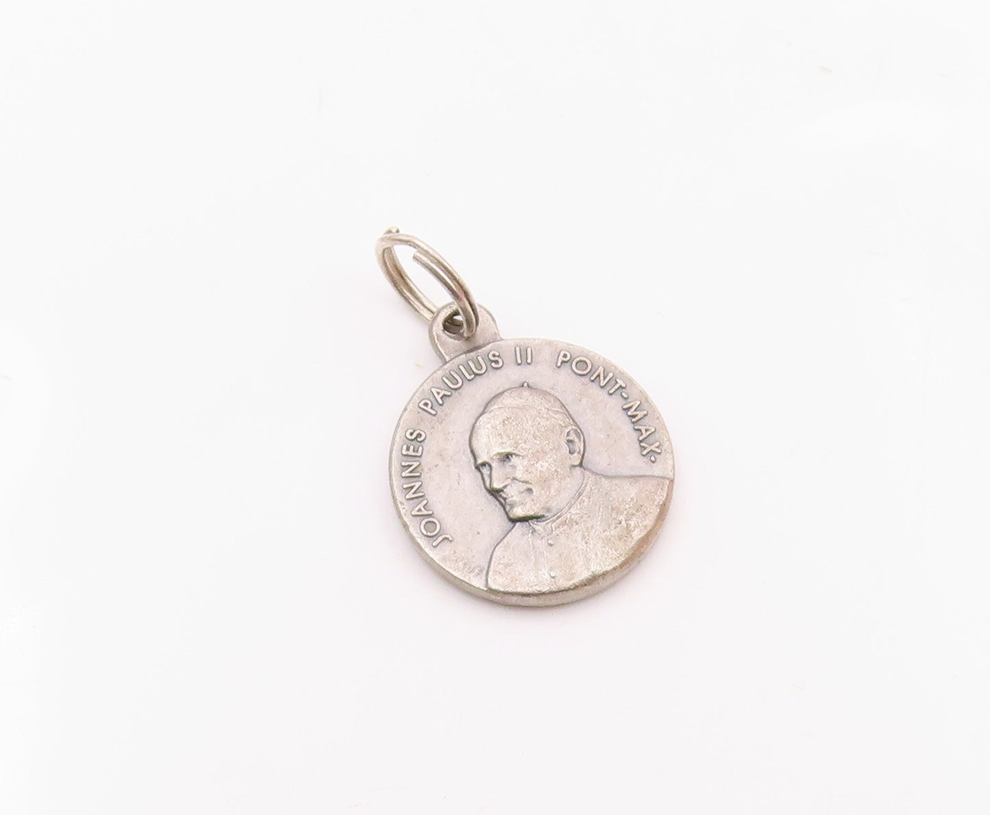 925 Silver  Vintage Antique Two Sided Pope Joannes Paulus II Pendant  PT21280