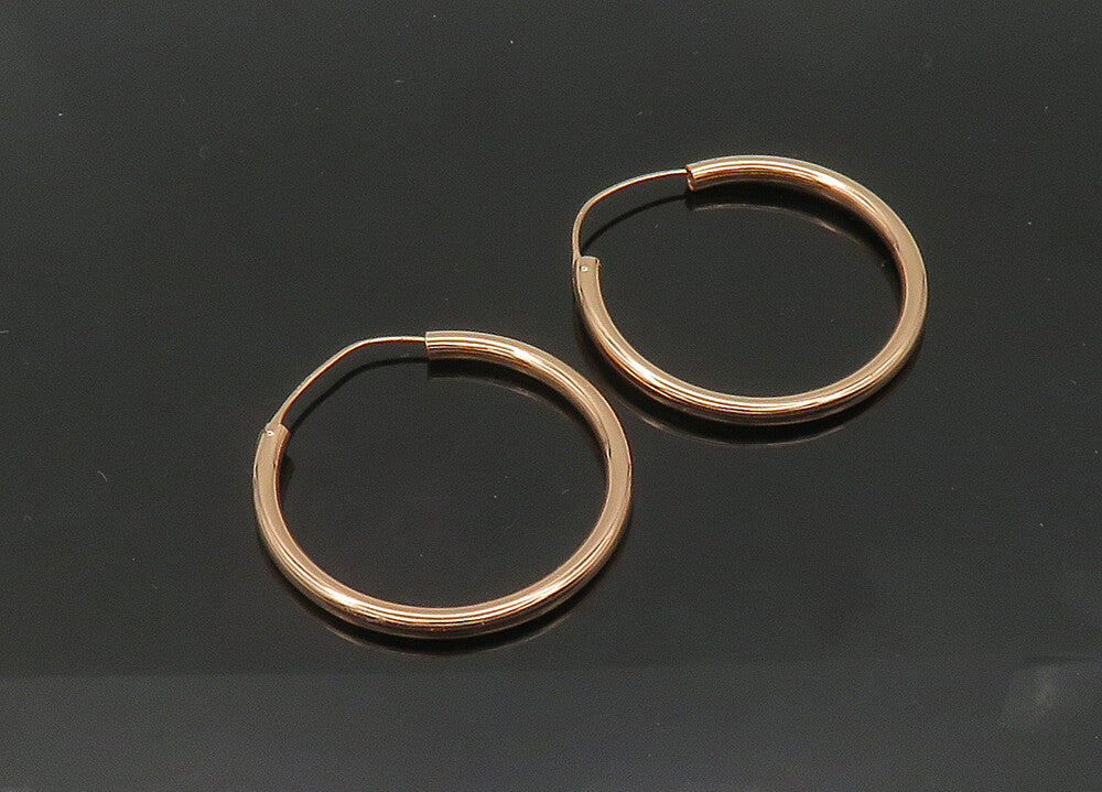 925 Sterling Silver  Vintage Shiny Rose Gold Plated Hoop Earrings  EG10472