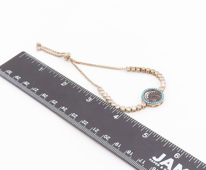 925 Silver  Vintage Turquoise Spinel & Cubic Zirconia Chain Bracelet  BT8789