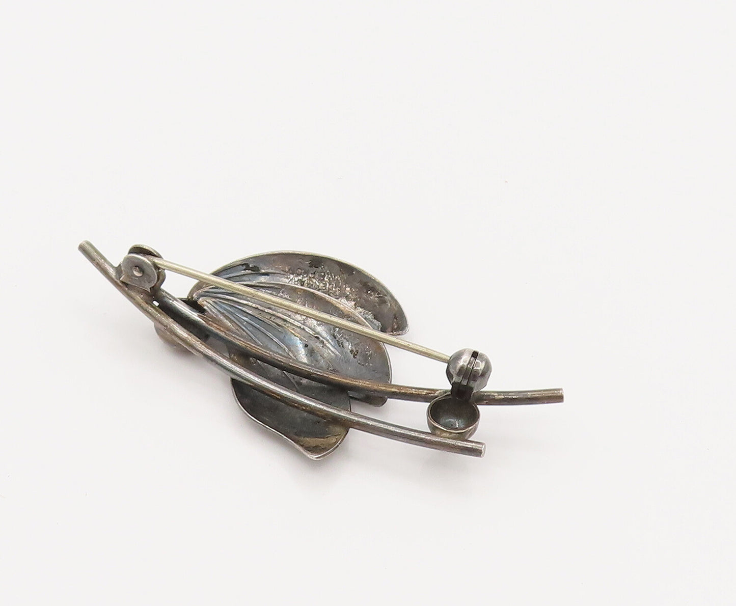 NE FROM DENMARK 925 Silver  Vintage Minimalist Leaf Stem Brooch Pin  BP10184