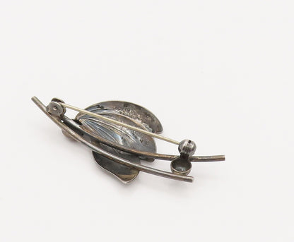NE FROM DENMARK 925 Silver  Vintage Minimalist Leaf Stem Brooch Pin  BP10184