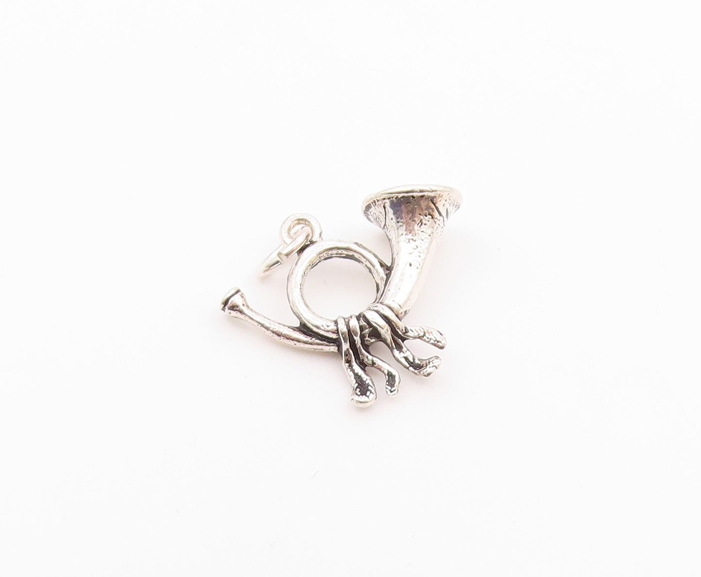 925 Sterling Silver  Vintage Shiny French Horn Petite Pendant  PT18944