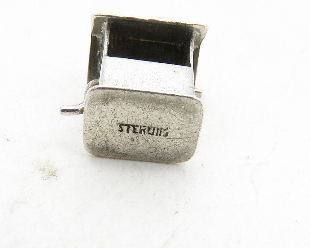 925 Sterling Silver  Vintage Petite Dark Tone Water Well Motif Pendant  PT6845