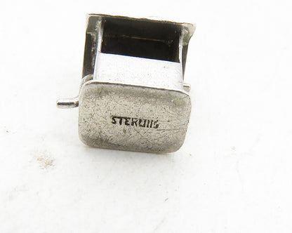 925 Sterling Silver  Vintage Petite Dark Tone Water Well Motif Pendant  PT6845