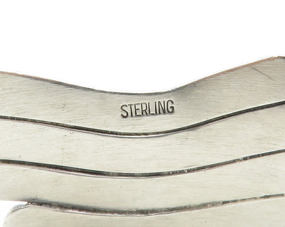925 Sterling Silver  Vintage Shiny Textured Stacked Cuff Bracelet  BT4790