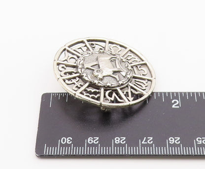 925 Sterling Silver  Vintage Aries Zodiac Calendar Cutout Brooch Pin  BP9621