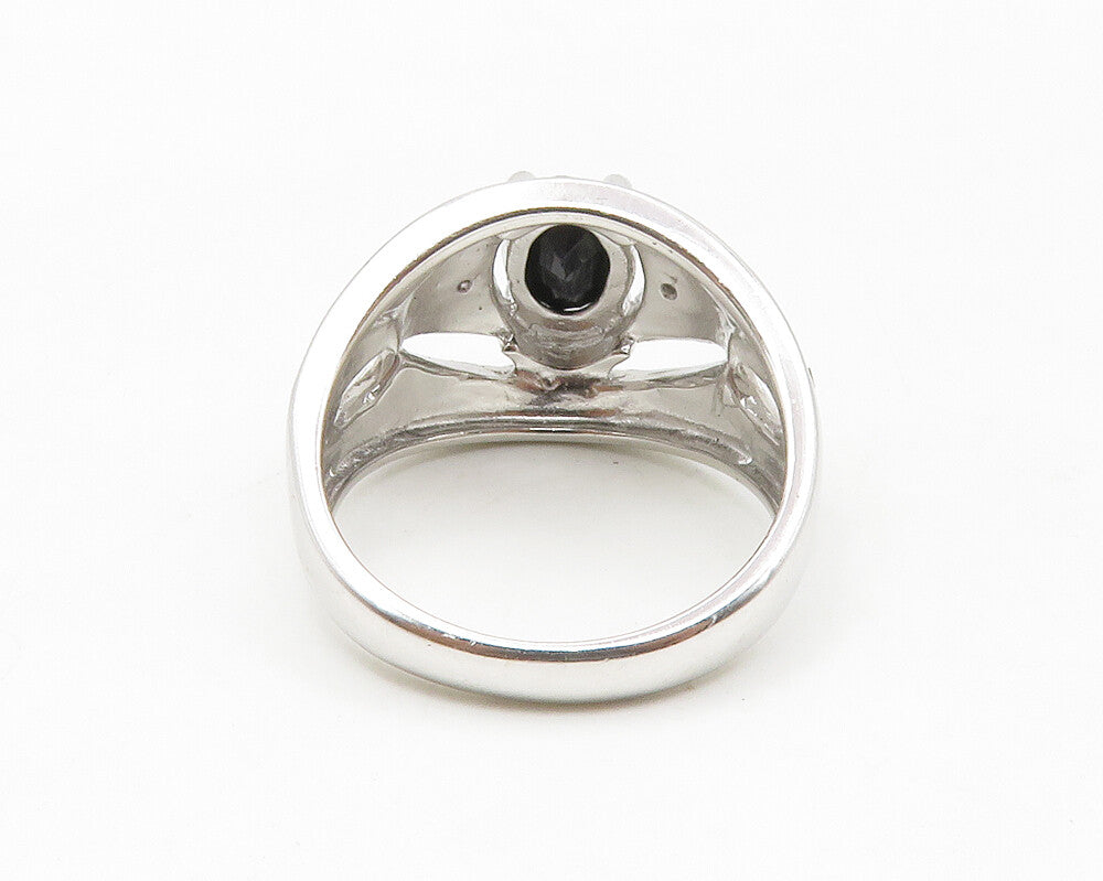 ROSS SIMON 925 Silver  Sapphire & Genuine Diamond Band Ring Sz 8  RG13918