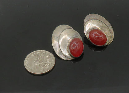 GFMW 925 Sterling Silver  Vintage Cabochon Carnelian Drop Earrings  EG10574