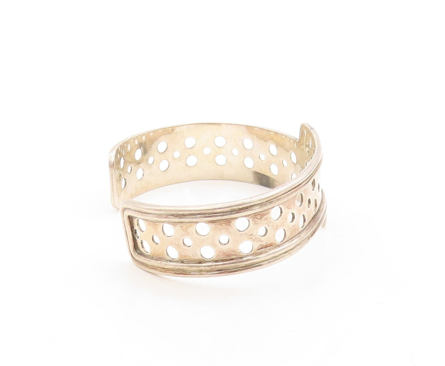 925 Sterling Silver Vintage Bracelet GEOART Designer Polka dot Cut Cuff BT10951