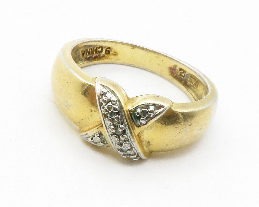 ROSS SIMON 925 Silver  Genuine Diamond Gold Plated Band Ring Sz 9  RG13316