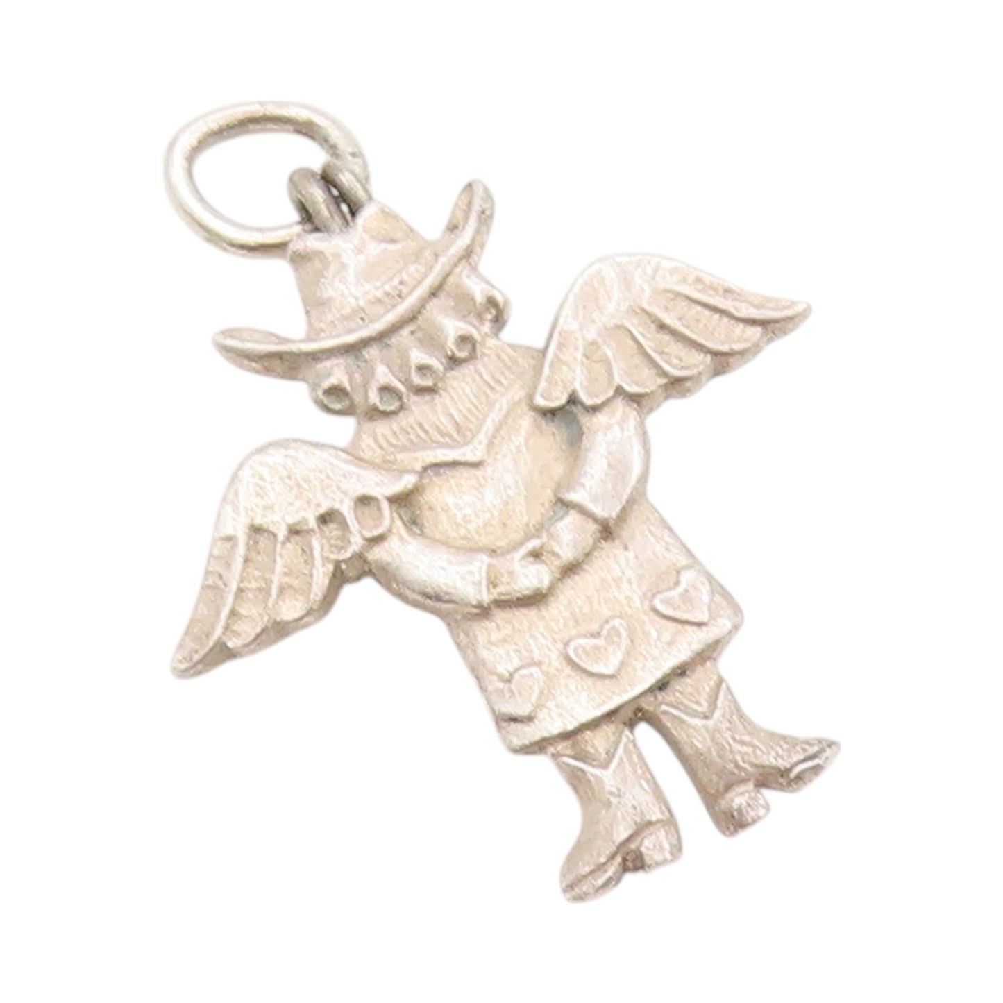925 Sterling Silver Vintage Pendant Mini Cowgirl Angel Cutout Charm  PT24115
