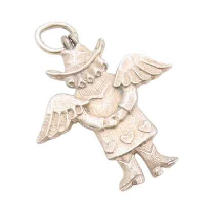925 Sterling Silver Vintage Pendant Mini Cowgirl Angel Cutout Charm  PT24115