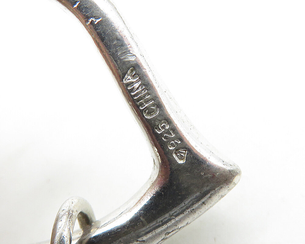 925 Sterling Silver  Vintage White Topaz Open Love Heart Pendant  PT14357